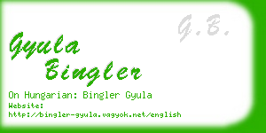 gyula bingler business card